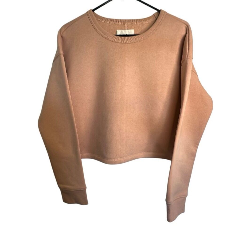 UpWest Peach-Pink Fleece Crewneck Cropped Sweatshirt M